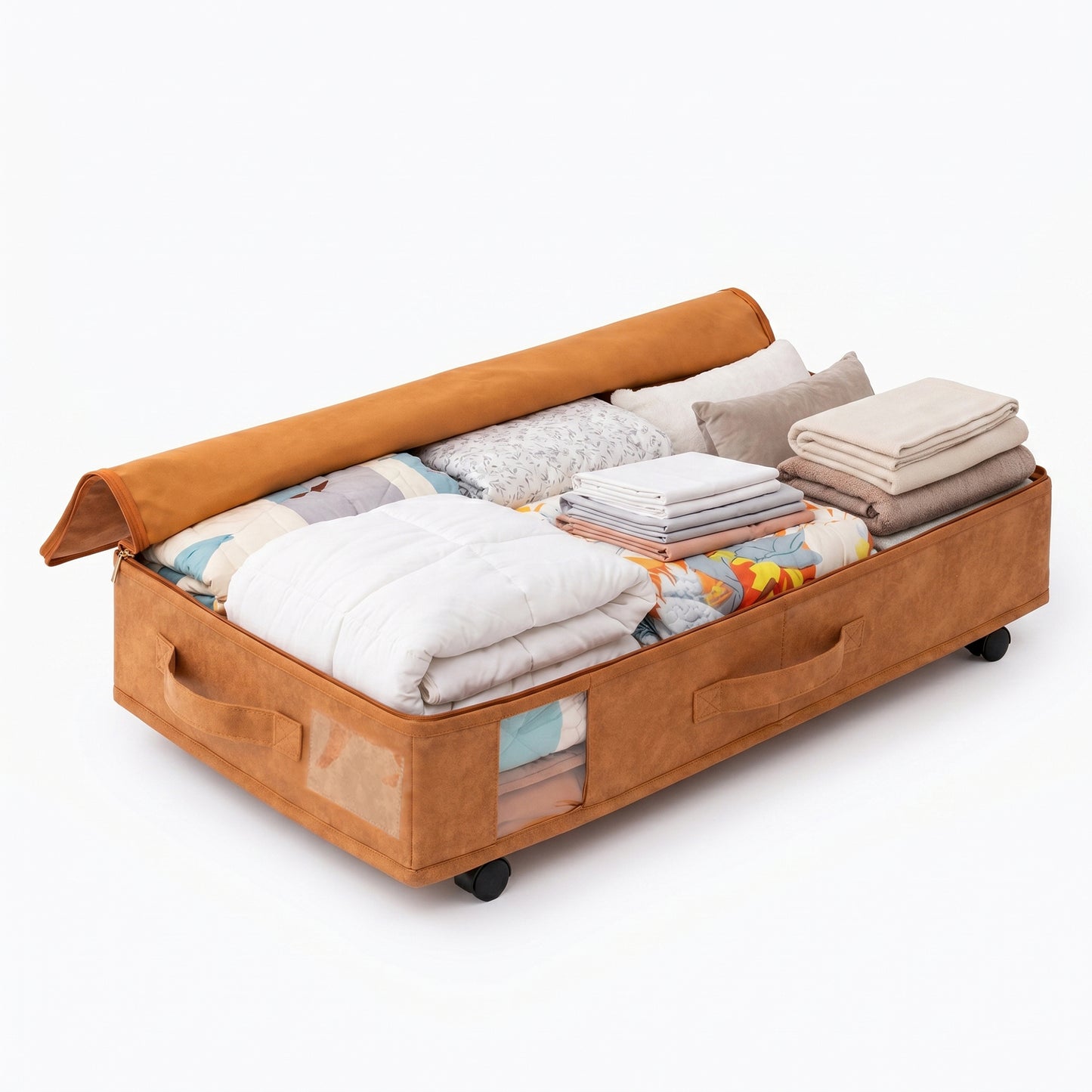 Vegan Leather Underbed Storage with wheels