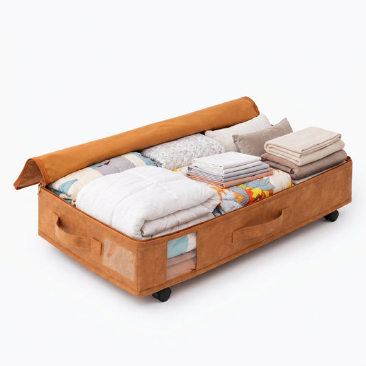 Vegan Leather Underbed Storage with wheels