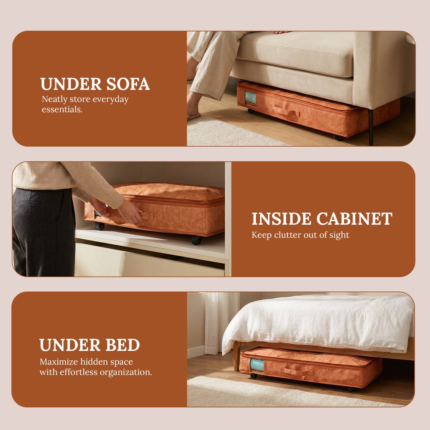 Vegan Leather Underbed Storage with wheels