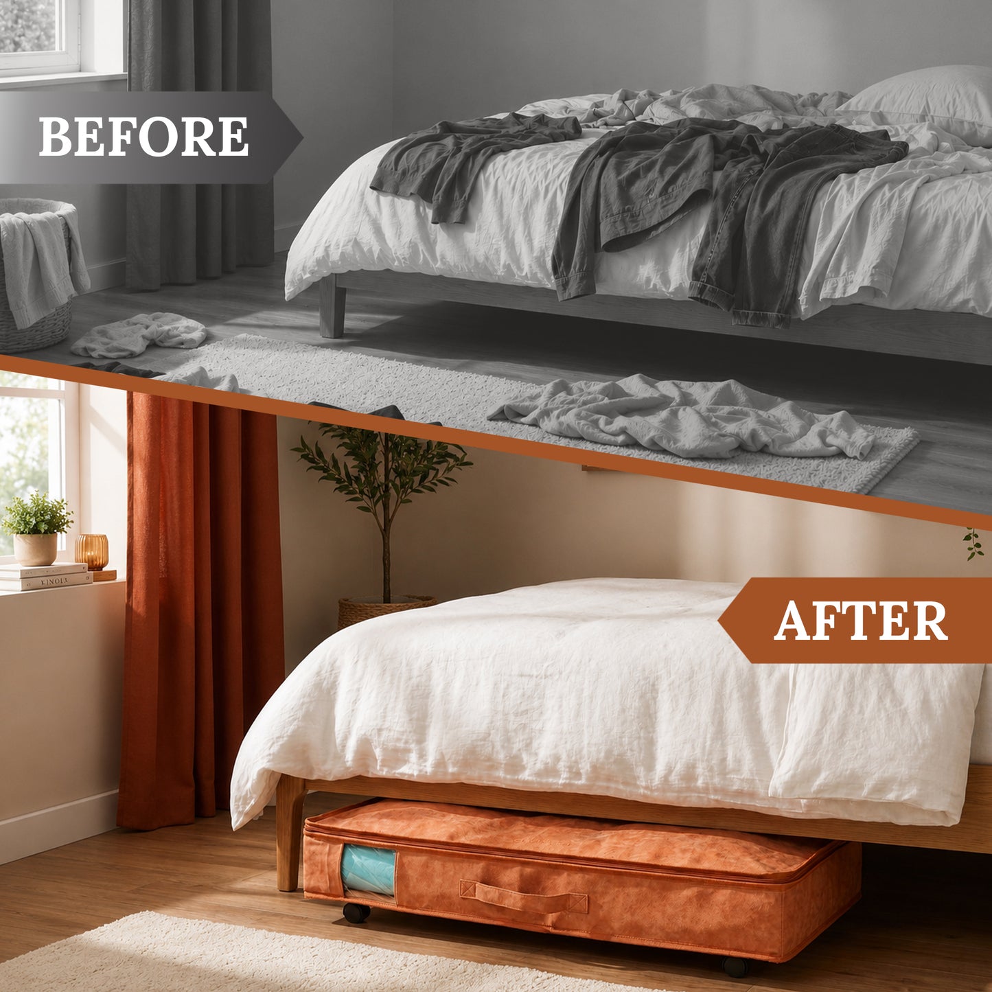 Vegan Leather Underbed Storage with wheels