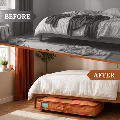Vegan Leather Underbed Storage with wheels