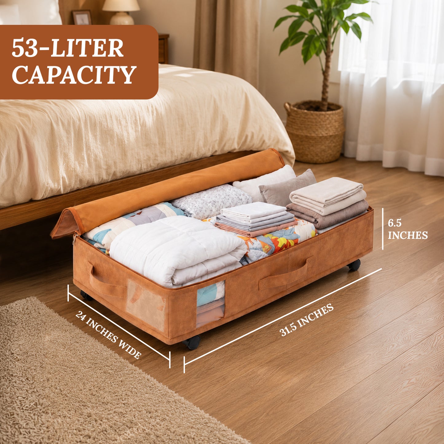 Vegan Leather Underbed Storage with wheels